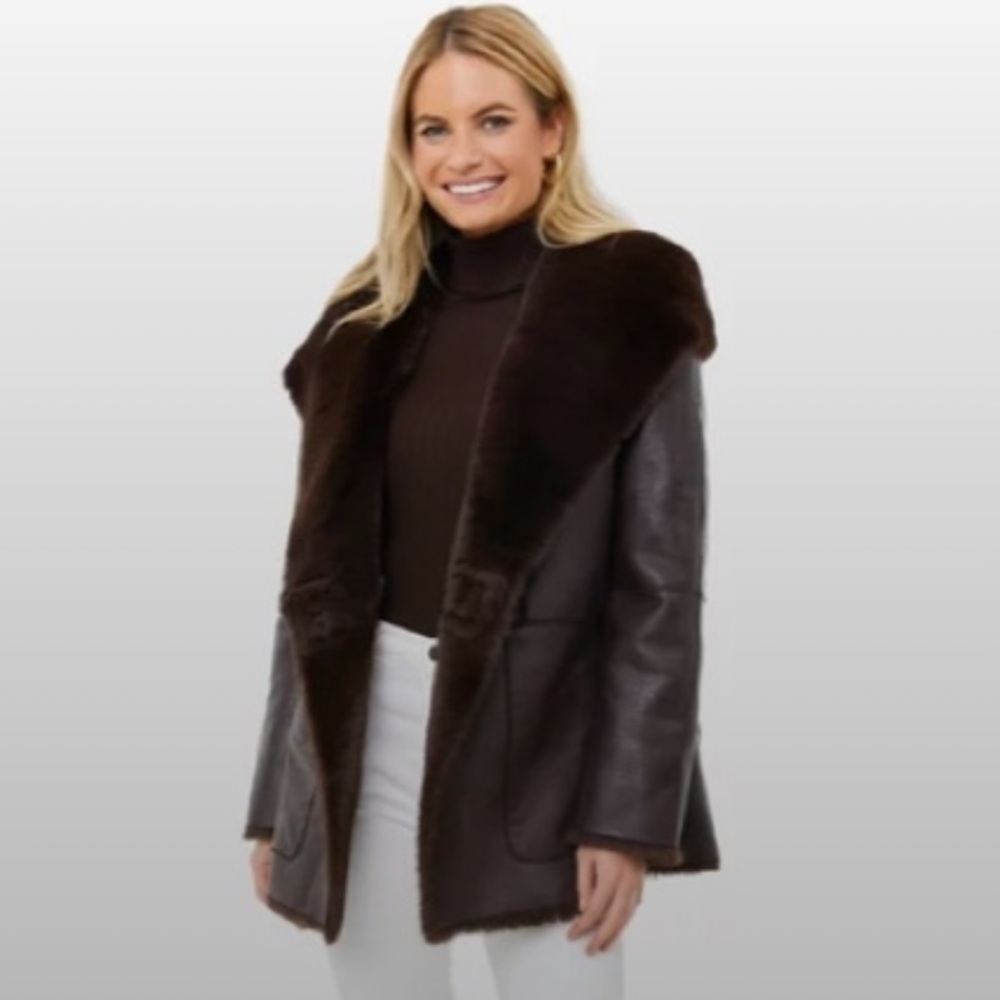 💕LAST CHANCE- DONATING💕Tuckernuck Dark Brown Faux Leather & Fur Jacket